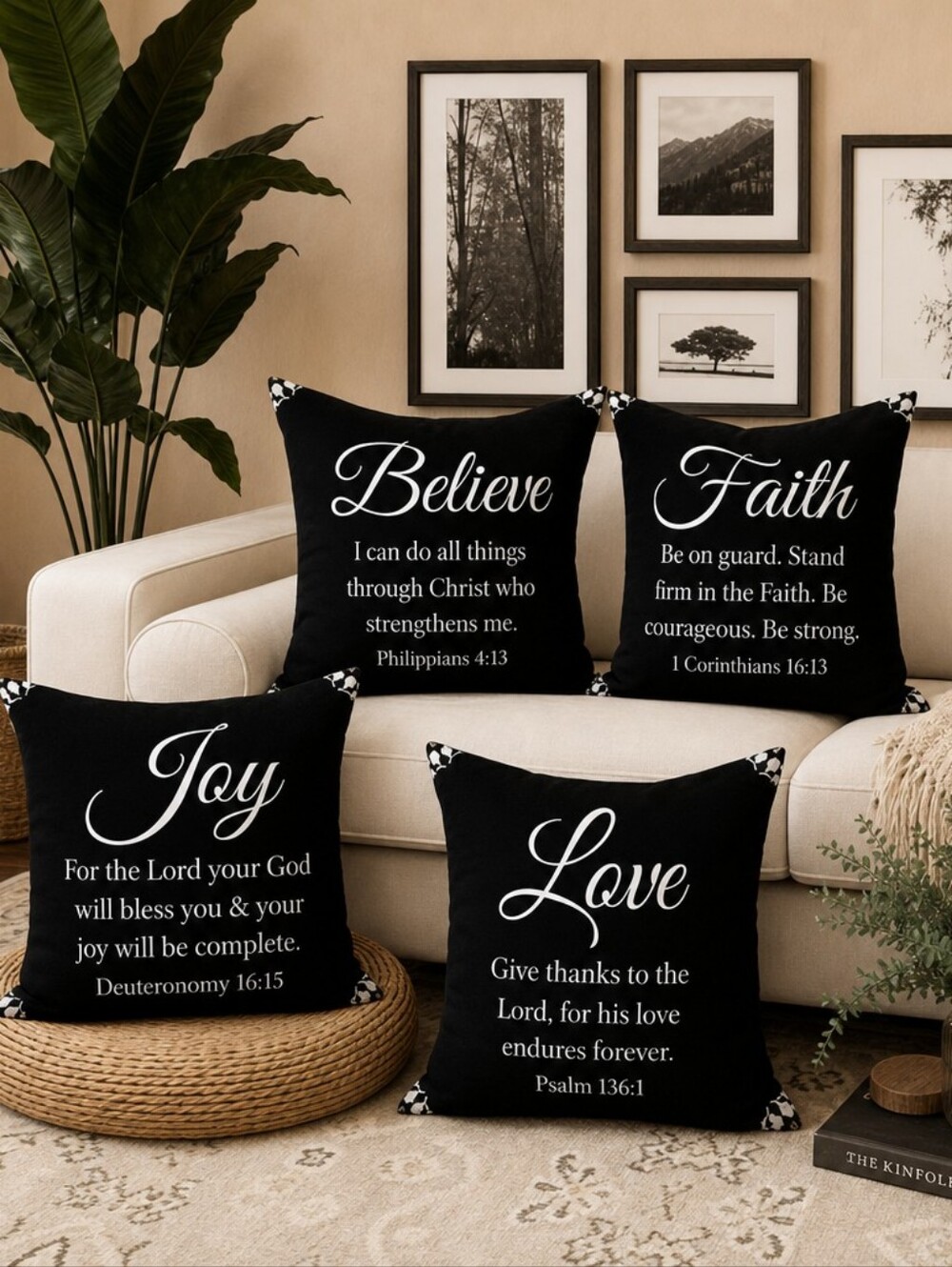 4 Piece Black Accent Pillows. No Inserts Included.